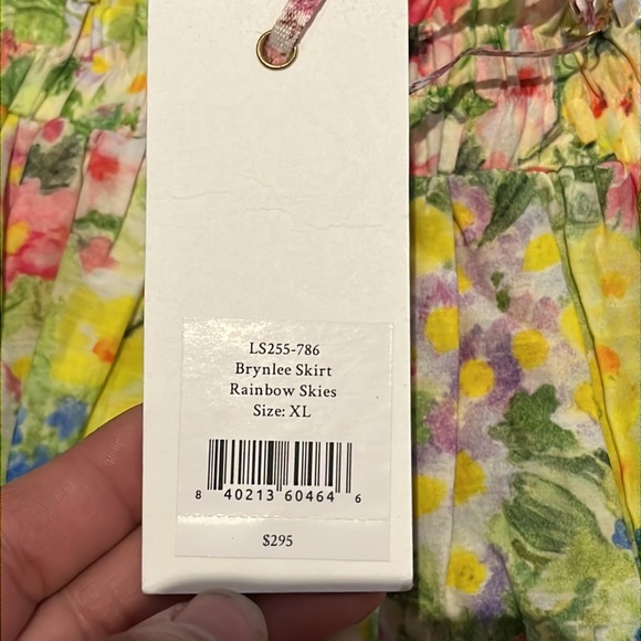 LoveShack Fancy Brynlee Skirt Rainbow Skies floral silk blend NWT - Picture 5 of 13